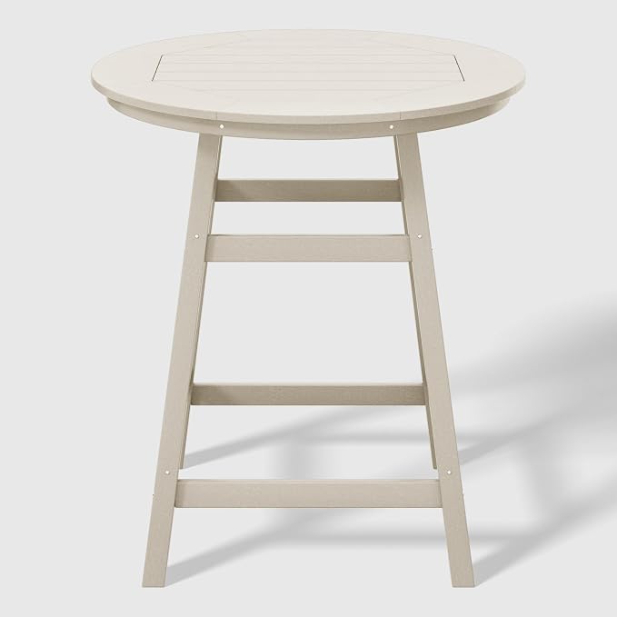 WestinTrends Malibu 5-Piece HDPE Outdoor Patio Dining Bar Bistro Table Set with Counter High Round Bar Stools