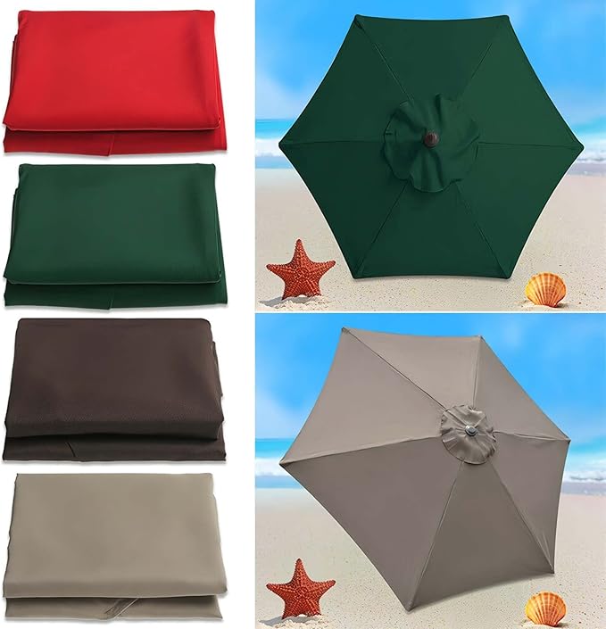 10ft 8 Ribs Patio Umbrella Canopy, Blue, UV30+, Water Repellent, Fade Resistant Polyester Fabric