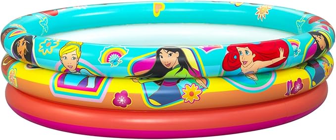 Disney Princess Inflatable Pool - Bundle with Inflatable Kiddie Pool for Girls, Kids Plus Stickers, More | Disney Princess Kiddie Pool Set (48" L x 48" W x 10" H)