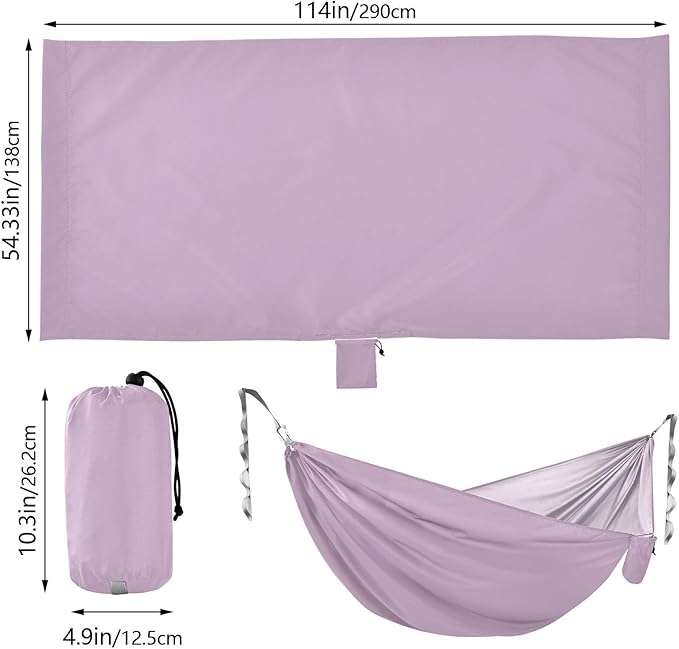 Purple 330lb Capacity Camping Hammock with Hanging Rope Fabric Hammock for Indoor Outdoor Patio hamacas para Deck