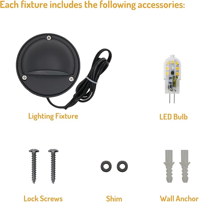 Lumina Lighting® 2W LED Deck Lights (2 Pack) | Low Voltage Landscape Lighting Waterproof - 12V 3000K Outdoor Patio Step Deck Lighting | Replaceable G4 LED Bulb Included (Black)