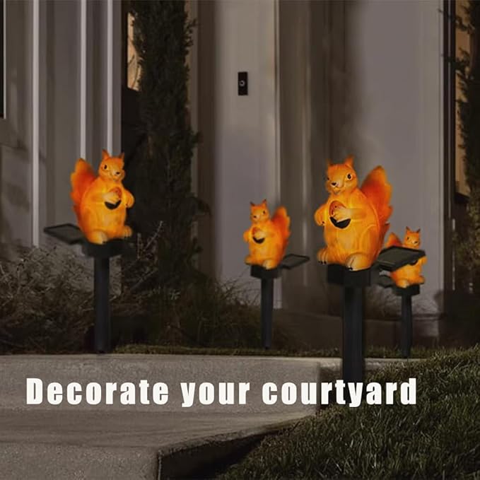 Solar Lights Outdoor, Decorative Animal & Flower Shaped Landscape Lights with Warm/Colorful LED, Auto On/Off Waterproof Solar Powered Decor for Yard Lawn Patio Gift Idea (Warm-Squirrel-1Pack)