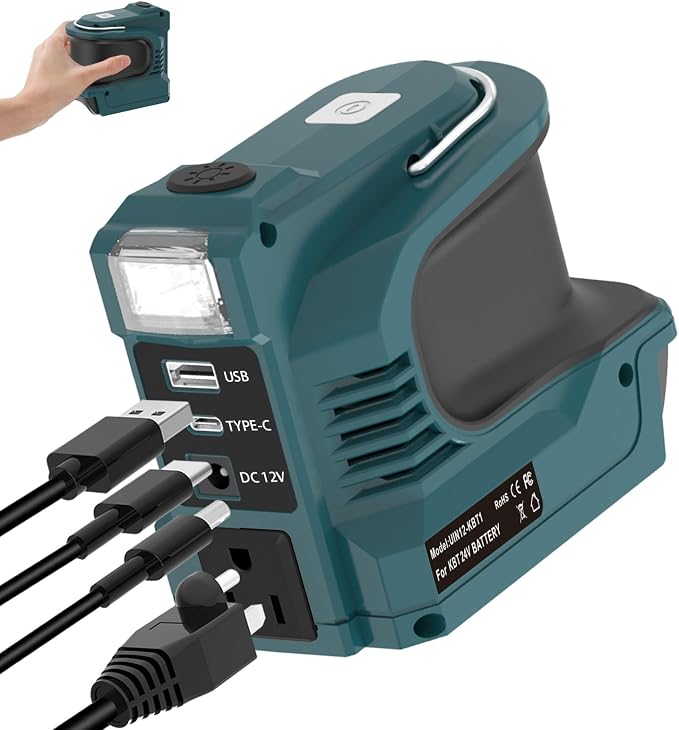 220W Power Inverter for Kobalt 24V Battery, DC 24V to AC 110-120V Battery Inverter, Charger Adapter w/USB&Type-C&DC Port&AC Outlet&LED Light