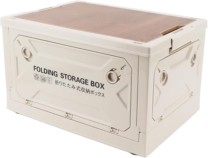 Tissting 30L 41cm/16.14in Collapsible Camping Storage Box with Wheels - 5-Side Opening Foldable Design for Outdoor Car Storage and Organization (White)