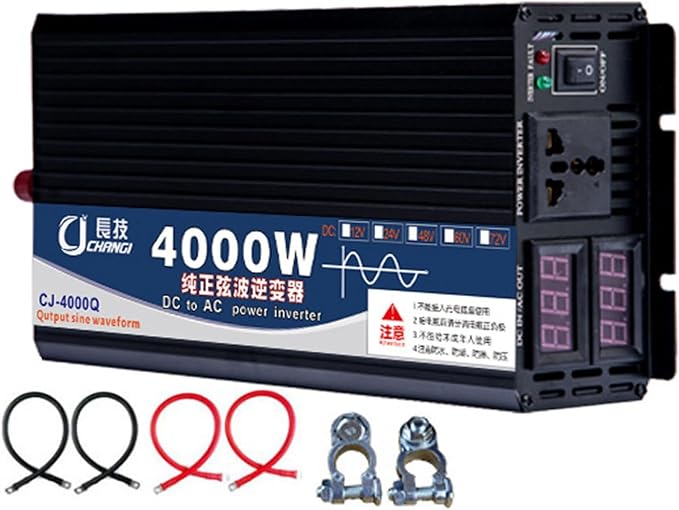 Upgraded high Power 6000W 8000W 10000W 12000W 16000W Pure Sine Wave Power Inverter 12V 24V 48V DC to 110V 220V AC Converter with LED Display for Car/RV Home Solar System(4000W,12Vto220V)