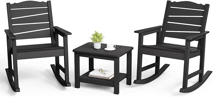 18" Outdoor Side Table, 2-Tier Patio Side Table, Weather Resistant, Easy Assembled, HIPS Adirondack Side Table for Backyard, Pool, Indoor