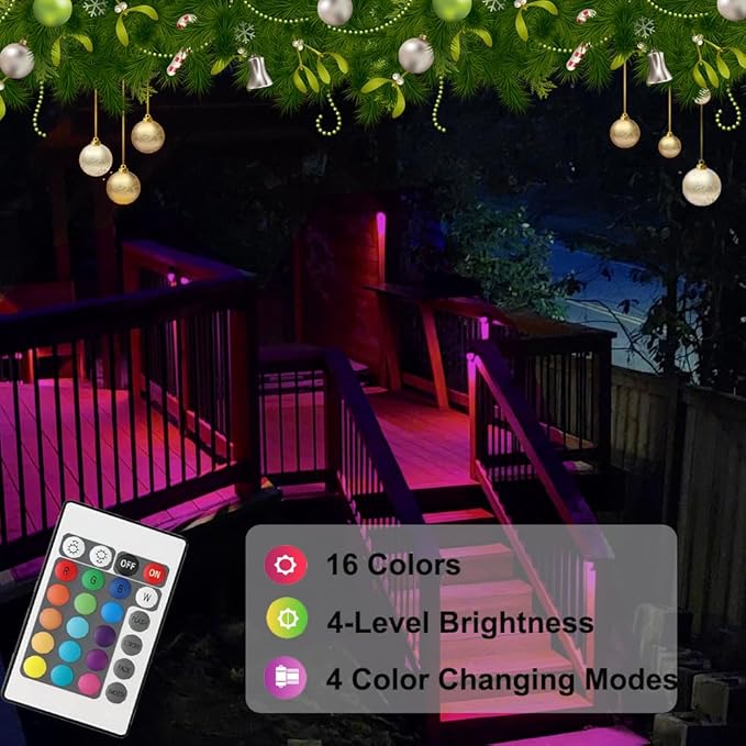 Low Voltage LED Deck Lights Color Changing, 2W 12-24VAC/DC Replaceable RGBW G4 LED Bulb for Christmas Low Voltage Deck Lighting 2-Count with Waterproof Connectors