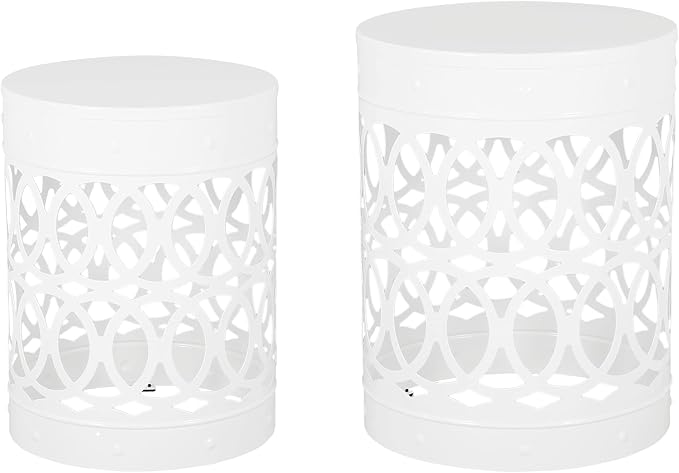 Christopher Knight Home Mellie Outdoor Side Tables - White (Set of 2)