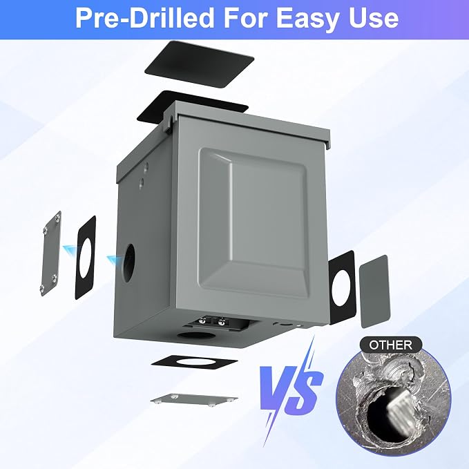 30 Amp Generator Inlet Box Pre-Drilled，NEMA L14-30P 30A 125V/250V Generator Power Inlet Box for 4 Prong Generator Cord UL Listed, Waterproof Dust Proof for Outdoor and Emergency Use