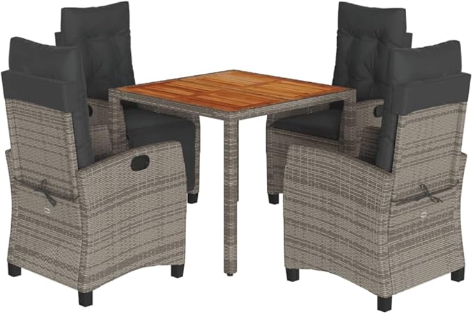 Patio Furniture Sets,Outdoor loveseat,Patio Conversation Sets,5 Piece Patio Dining Set with Cushions Gray Poly RattanSuitable for Patio, Garden, Gazebo Low
