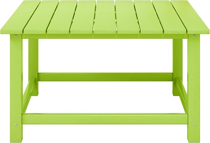 Costaelm Patio Conversation Set, 5 Piece Balcony Furniture, Small Patio Firepit Furniture Outdoor Adirondack Square Coffee Table and Chair for Backyard Lawn Porch Pool Garden, Lime