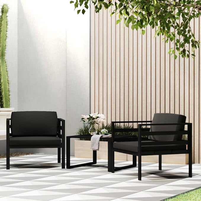 Single Sofas 2 pcs with Cushions Aluminum Anthracite, Outdoor Patio Sectional, Outdoor Sofa Set, Furniture Conversation Sets, Outdoor Porch Furniture for Balcony, Yard