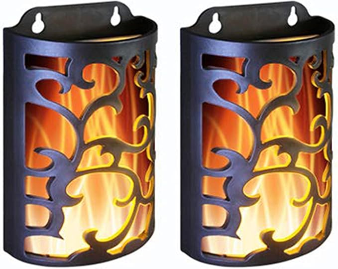 Decorative Lanterns with Timer, Rechargeable Candle Light Flameless Candles Indoor/Outdoor Wall Sconces,Flickering Flames Wall Light for Hallway, Bathroom,2 Pack……