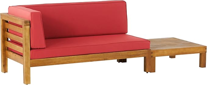 Christopher Knight Home 316576 Oana Patio Conversation Sets, Teak + Red