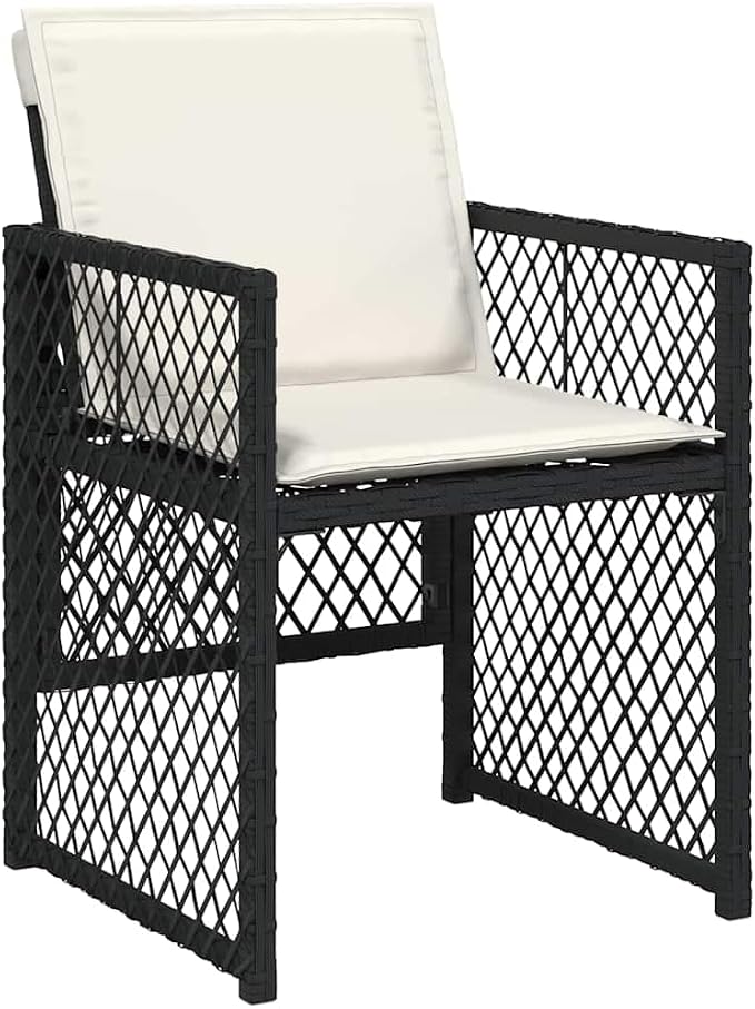 7-Piece Glass Top Patio Dining Set with Foldable Chairs, Black | Features a tempered glass table and six cushioned seats, ideal for outdoor family meals in backyards or terraces.