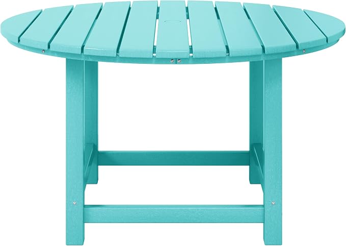 WestinTrends Malibu Kids Outdoor Patio Furniture HDPE 38" Wide Round Dining Table, Turquoise