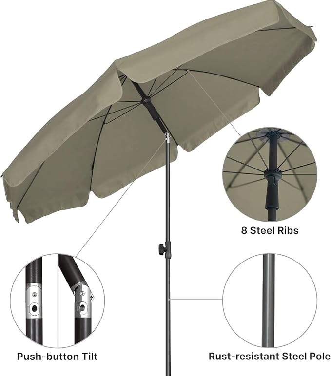 AMMSUN Patio Umbrella, 6.5 ft Outdoor Table Umbrella with Tilt Steel Pole, UPF50+ Protection, Great for Outdoor Garden Backyard, Tan