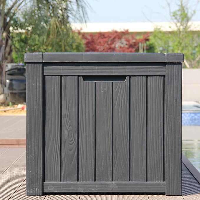 BTEXPERT 150 Gallon Outdoor Storage Container Deck Box with Metal Support Rods for Patio Furniture Garden Tools Cushions Waterproof Lockable UV Resistant Resin