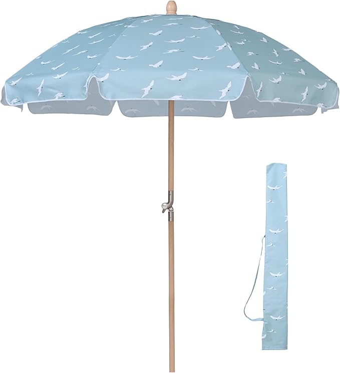 LAGarden Fringe Patio Umbrella with Carry Bag & Cover Vintage Wood for Event Outdoor Garden Yard Wedding Bistro Table