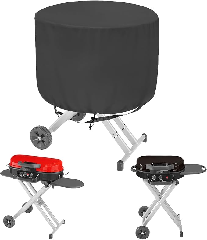 Patio Chair Cover (Black), 23" DIA X 18"H, Portable Propane Grill cover, Outdoor Patio Furniture Cover Waterproof for Coffee Table, Hot Tub Side Table with 7.5 Gallon Cool Bar and Wine Cooler