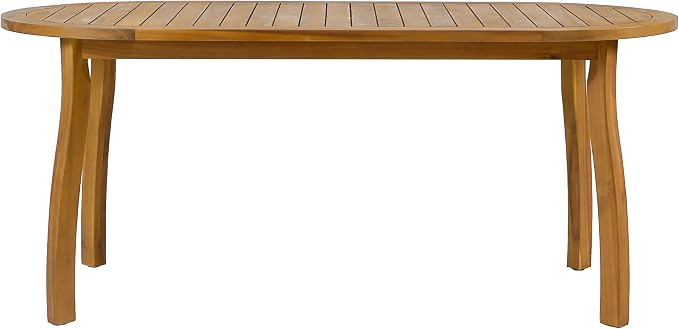 Christopher Knight Home Cascade 70" Outdoor Oval Dining Table, Acacia Wood Patio Dining Table for 4-6 People, Solid Wood Outdoor Table for Patio Deck Garden Backyard Dining, Teak