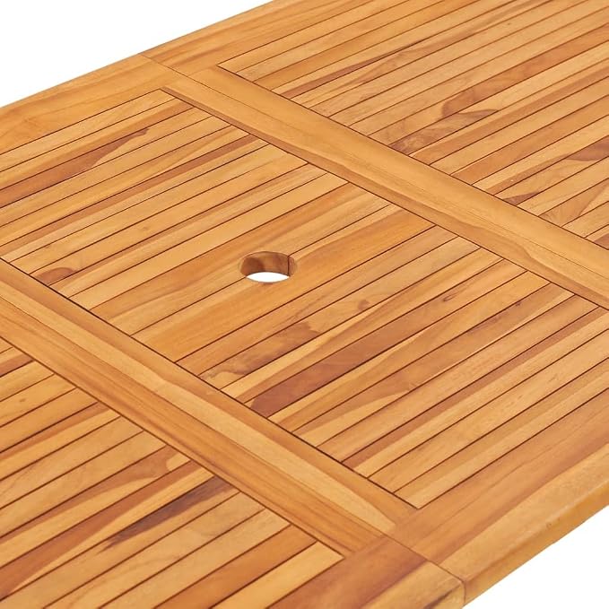 Solid Teak Wood Folding Garden Table, 63x31.5 Inch Outdoor Dining Table, Foldable Solid Teak Wood for Patio