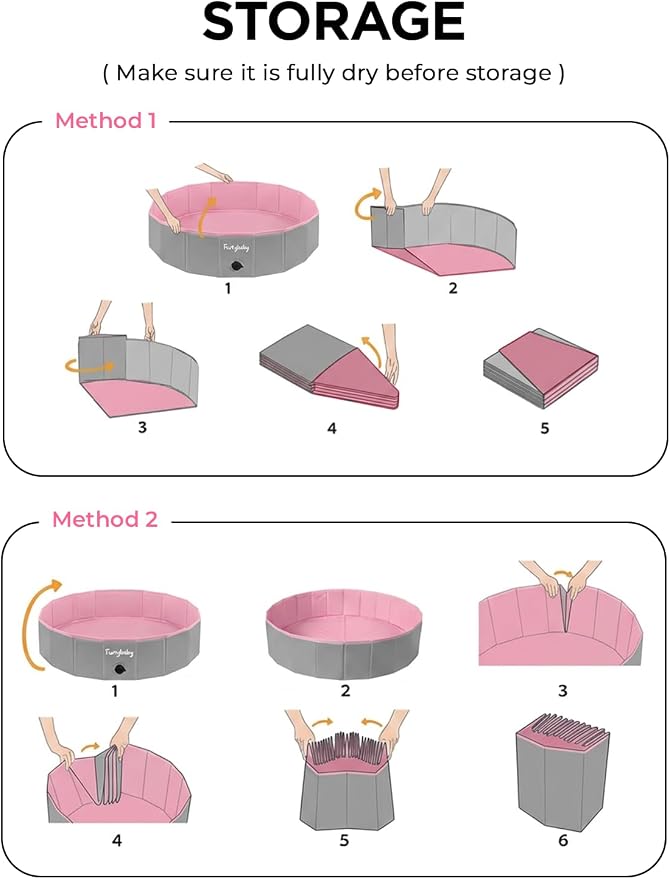 Furrybaby Dog Pool, Kiddie Pool with Hard Plate Collapsible Pet Bath Foldable Swimming Pet Pool Portable Pink 40''