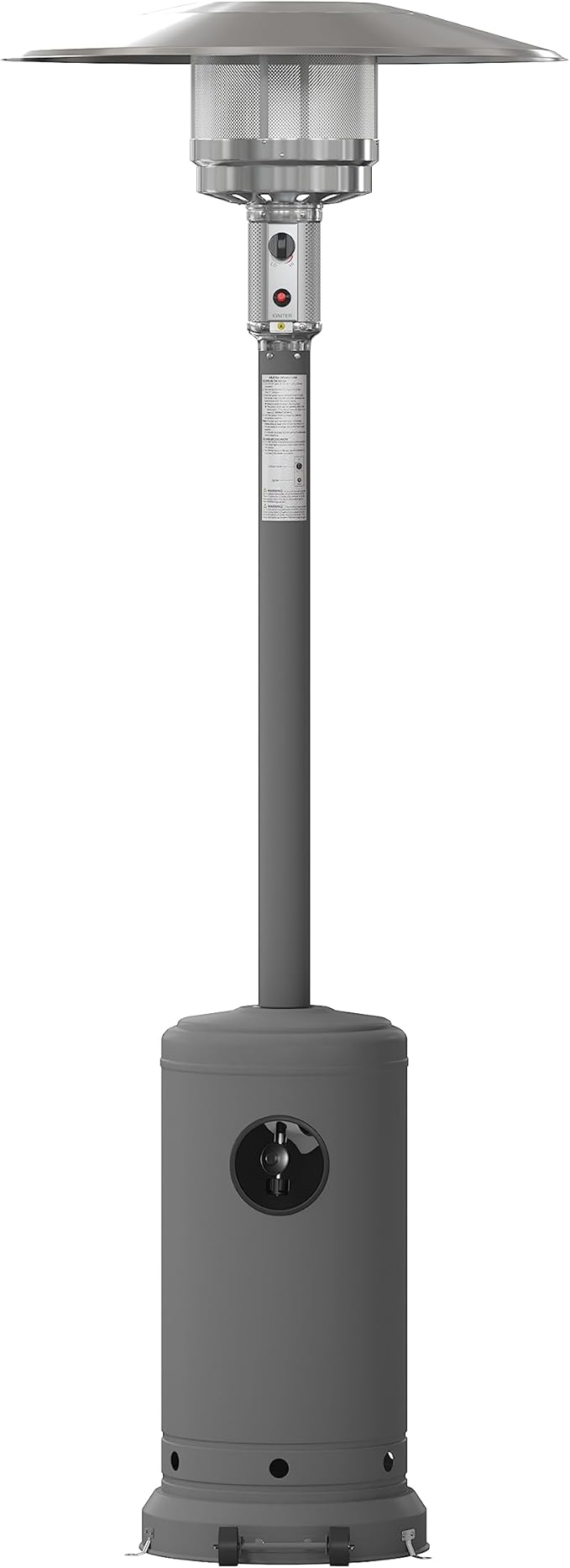 Flash Furniture Sol Patio Outdoor Heating-Slate Gray Stainless Steel 40,000 BTU Propane Heater with Wheels for Commercial & Residential Use-7.5 Feet Tall, 90" High