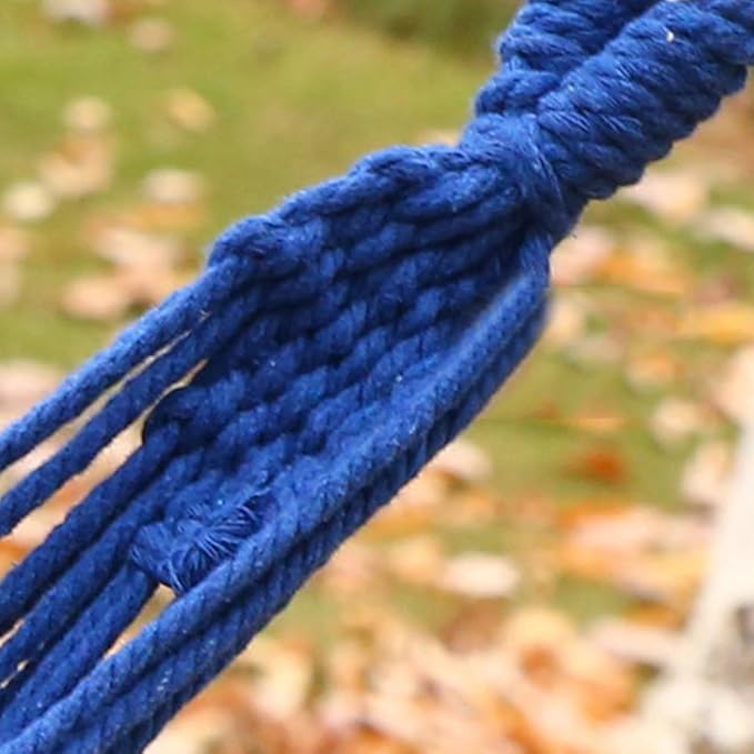 YARNOW Double Thick Canvas Hammock Swing for Two, 280x150cm Blue, Outdoor Camping Hanging Sleeping Bed with Two Bind Ropes and Storage Bag, Patio Backyard Relaxation Gear