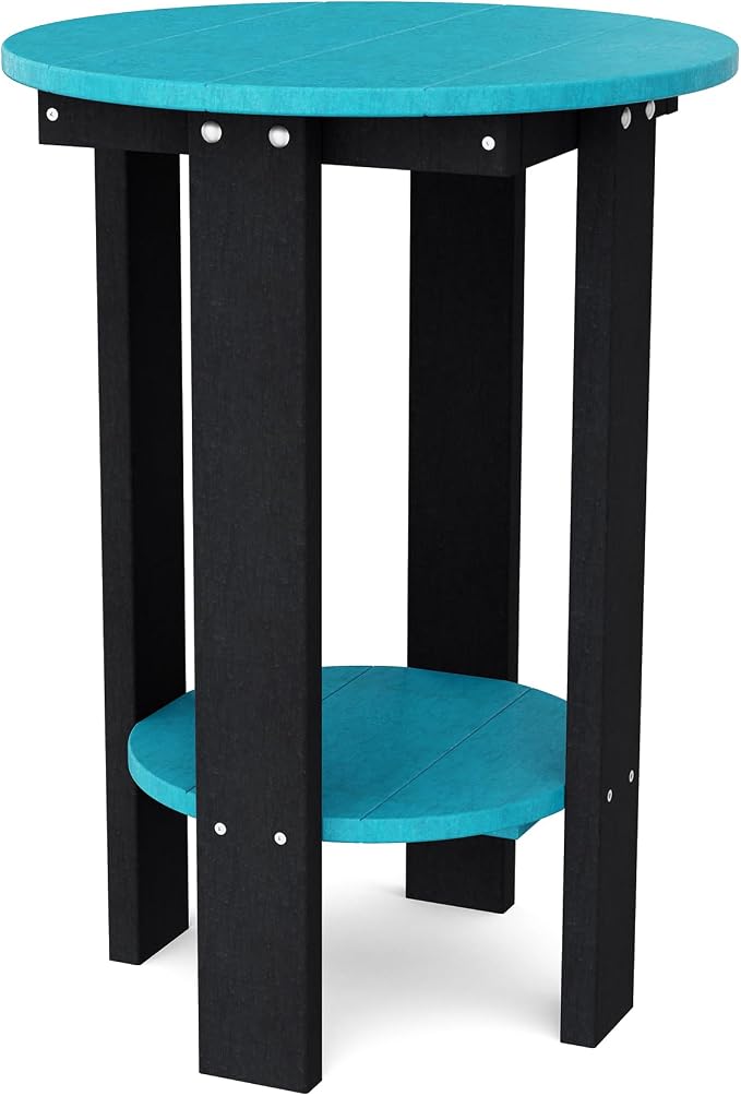Wildridge Heritage Balcony Table, Aruba Blue and Black - Outdoor Weather Resistant Recycled Plastic Furniture for Patio