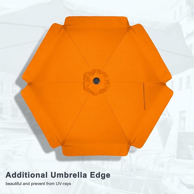 MASTERCANOPY 7.5ft Patio Umbrella with Valance, Crank and Tilt – 6 Ribs Outdoor Market Umbrella, UV/Fade Resistant, Waterproof Canopy with Wind Vent for Garden, Deck, Backyard, Pool (Orange)