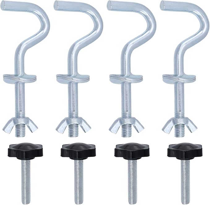 Wealrit 4 PCS Hammock Stand Hook Heavy Duty Hooks Hardware Kit, Hammock Replacement Hooks with Hand Thread Knobs Accessories for Patio, Garden, Swing Chair (4.72" Length) -Style 02