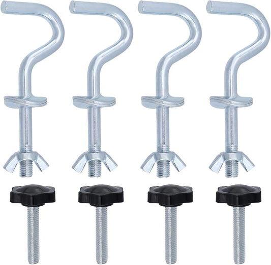 Wealrit 4 PCS Hammock Stand Hook Heavy Duty Hooks Hardware Kit, Hammock Replacement Hooks with Hand Thread Knobs Accessories for Patio, Garden, Swing Chair (4.72" Length) -Style 02
