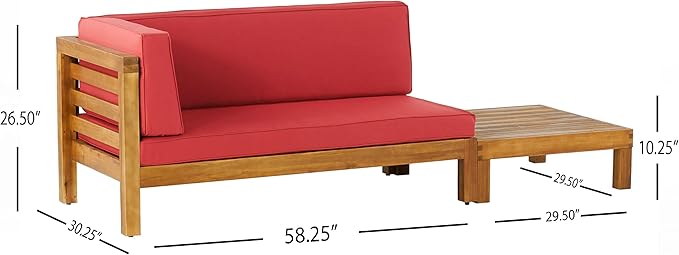 Christopher Knight Home 316576 Oana Patio Conversation Sets, Teak + Red
