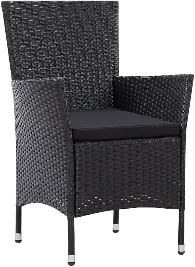 5 Piece Patio Dining Set, Porch Furniture Set Outdoor Lounge Sets Patio Conversation Set Sectional Sofa for Piazza Exhibition Negotiation Area Poolside Poly Rattan Black