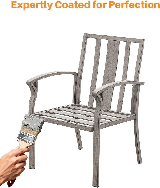 Outdoor Dining Chairs Set of 2, Never-Rust Patio Chairs Set with Thick Cushion, All Weather Aluminum Patio Dining Chairs, Patio Furniture Set for Garden, Backyard, Deck, Pool, Limed Oak