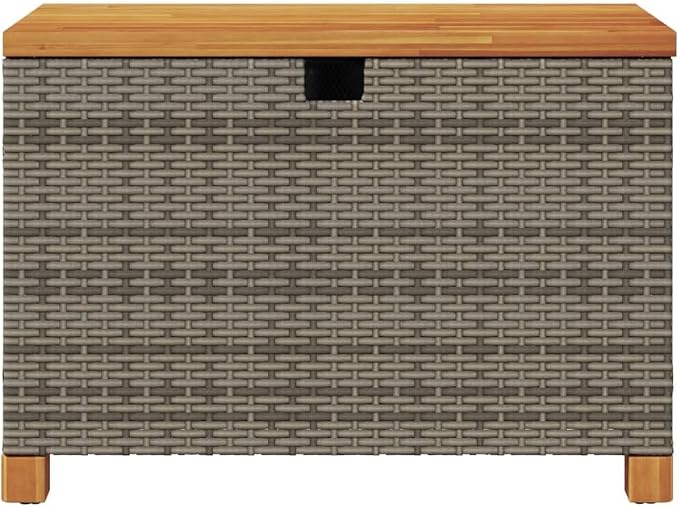 Gecheer Patio Rattan Deck Box Patio Storage Box Gray 31.5"x15.7"x18.9" Poly Rattan Acacia Wood