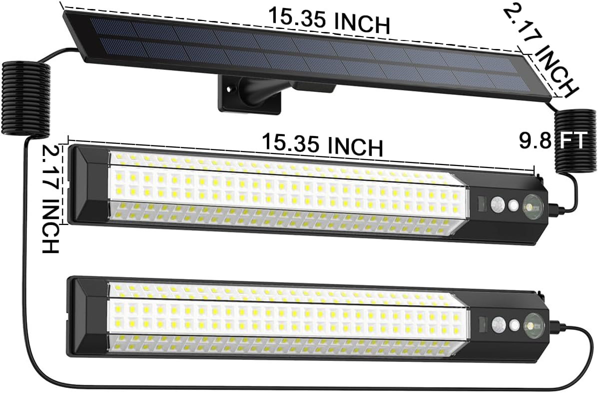 Solar sensor lights, outdoor high-brightness lighting, motion sensor sensing, independent solar charging panel, detachable handheld lighting, safety lights suitable for porches, garages and courtyards