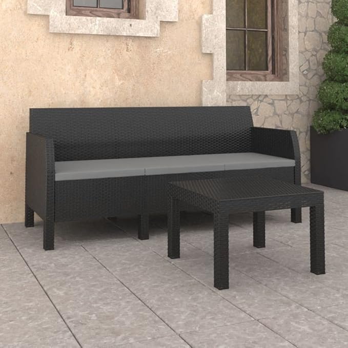 Patio Lounge Set with Cushions,Outdoor Conversation Furniture Sets,Outdoor Furniture Sets,for Lawn,Garden,Backyard,2 Piece PP Rattan Anthracite
