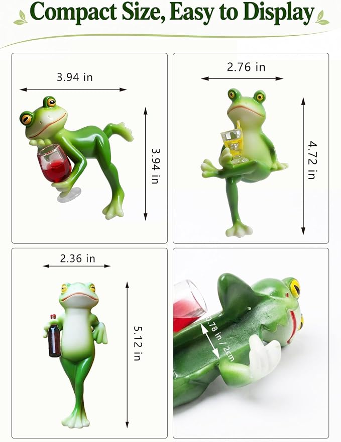 3 PCS Tipsy Frog Pot Hugger, Miniature Frog Figurines Plant Decorations for Pots, Resin Frog Garden Decor Outdoor, Frog Planter Hanger Statue for Flower Pot Yard Lawn Patio, Funny Frog Gifts for Women