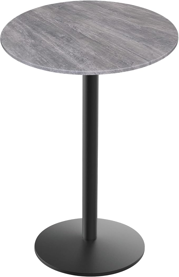 Holland Bar Stool Co. 42" Tall OD214 Indoor/Outdoor All-Season Black Wrinkle Table with 36" Diameter Greystone EuroSlim Top