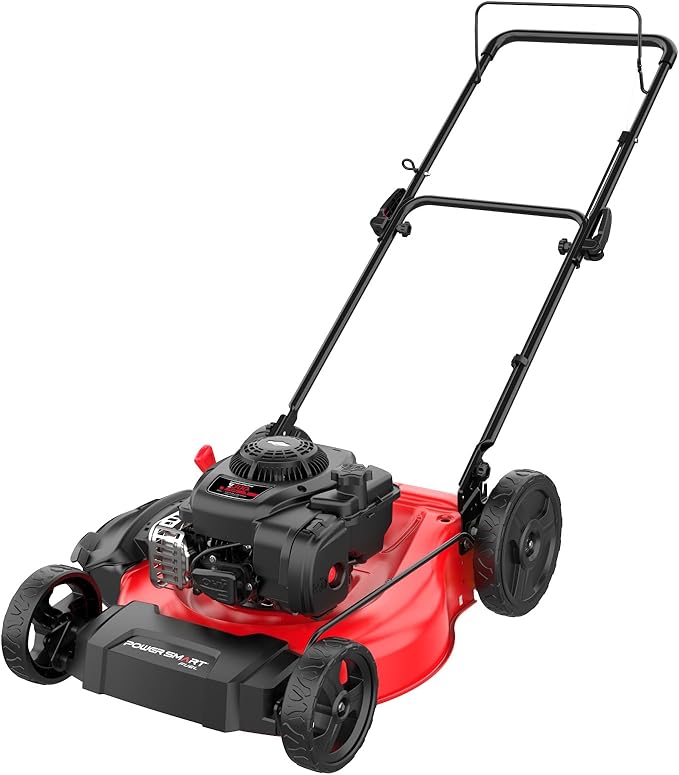 PowerSmart 21 in. Gas Lawn Mower with 125cc Briggs and Stratton E300 Engine, 2-in-1 Push Mower with Mulching & Side-Discharge, 6-Point Height of Cut