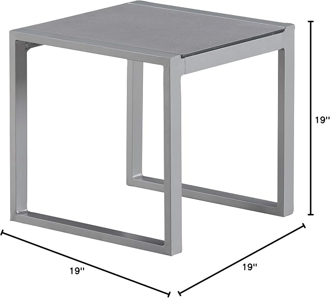 Elle Decor Tropez Mesh Outdoor Patio Furniture Collection with Metal Frame Side Table, Gray