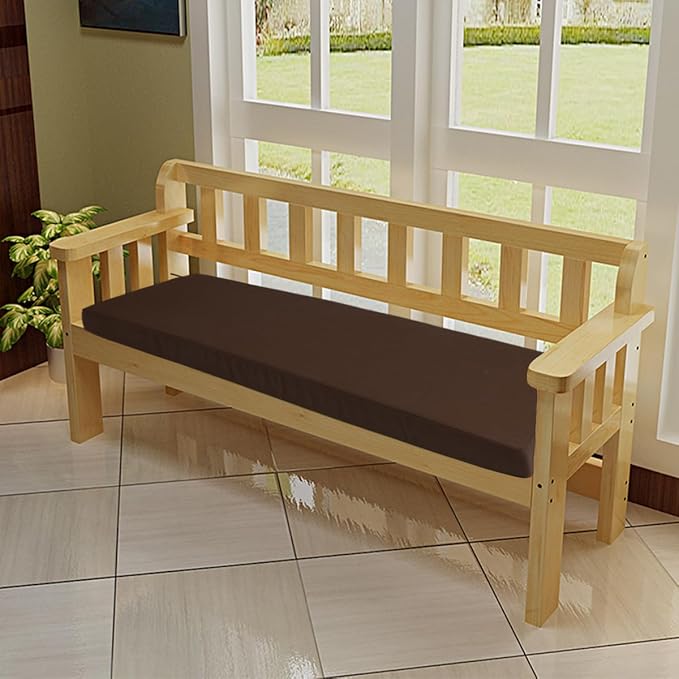 FUNHOME Outdoor Bench Cushion Cover 42 x18 x 3 inch,Water Resistant Cover with Zipper&Ties,Fade-Resistant Slipcover,Patio Porch Swing Cushion Cover Replacement Only,No Insert(Chocolate Brown)