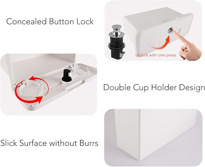 Diydeg Deck Storage Box, Marine Grade ABS Plastic Boat Pontoon Yacht Storage Compartment Built in Non Slip Cup Holders, Marine Glove Box for Tools, Documents, Electronics