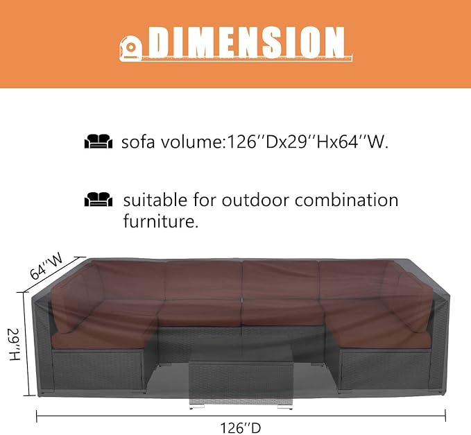SOLAURA 7 Pieces Outdoor Patio Furniture Set, Black Brown Rattan Outdoor Patio Sectional Conversation Set, Modular Sofa Set with Coffee Table, Grey (Include Sofa Cover)