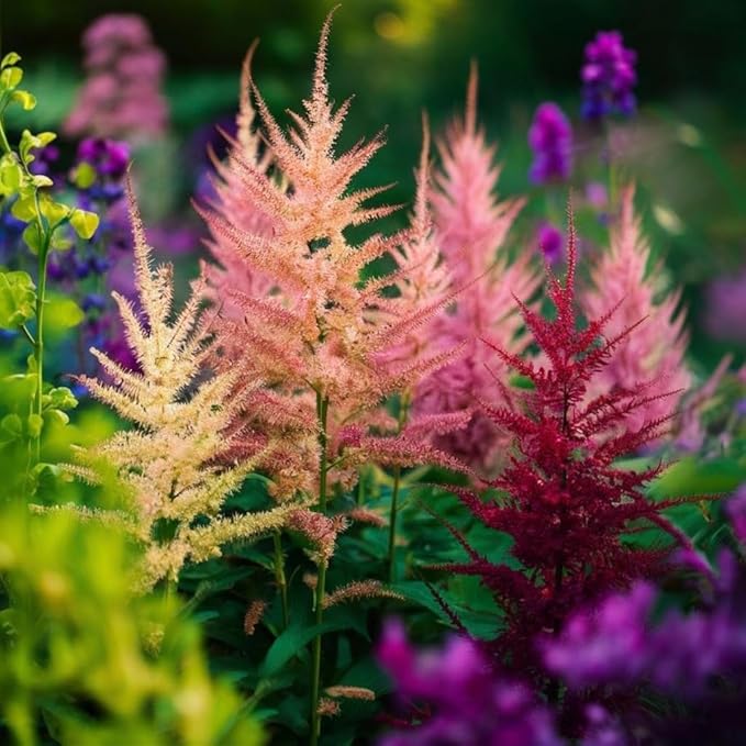Giant Plume Assorted Astilbe Flowers - 3, 6, or 9 Bulbs -Attracts Butterflies, Bees & Hummingbirds - Great Gardening Gift (6 Bulbs)