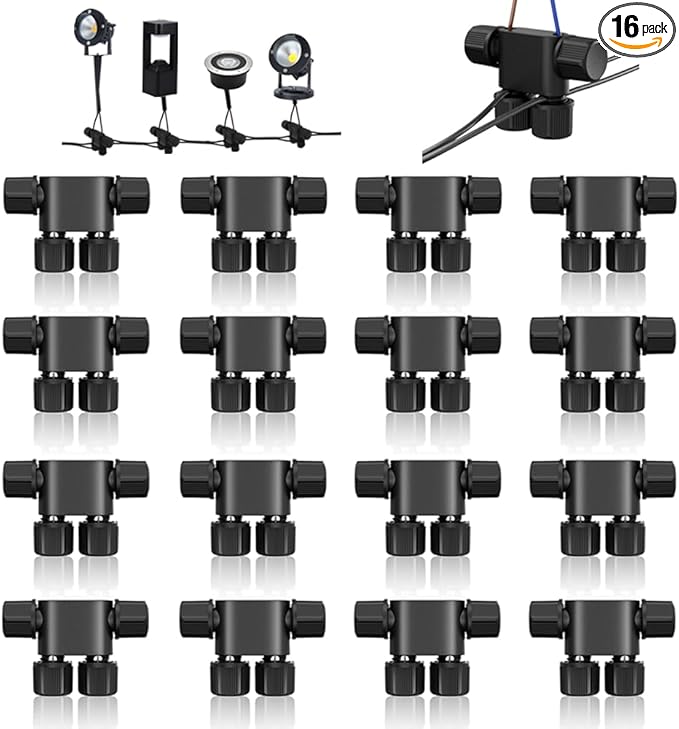 NETEHA 16 Pack Low Voltage 12-18 Gauge Wire Connectors for Landscape Lighting, Pathway Lights, Outdoor LED Lights
