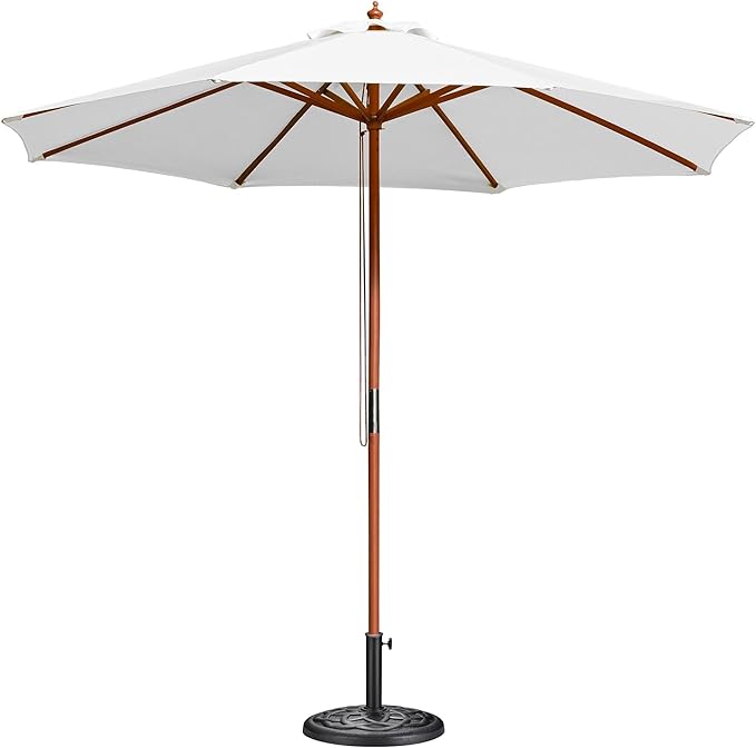 Yescom 9ft Coastal Solid Wood Umbrella Pulley Lift Commercial Base with Wheel Included for Seaside Restaurant Terrace Poolside Beach Club