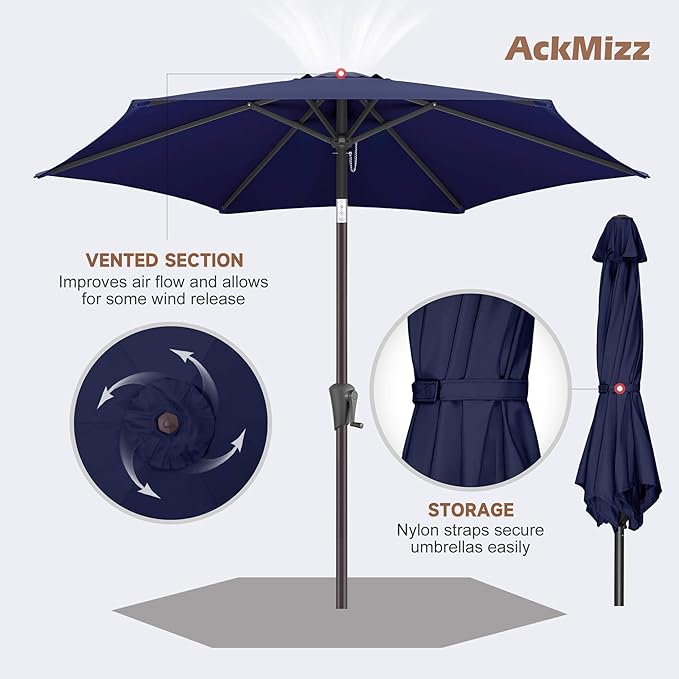 7.5ft Outdoor Patio Umbrella - Table Umbrella Waterproof UV Protection, Sombrillas de Patio with Push Button Tilt, Sun Umbrella for Pool, Porch, Garden, Deck, Backyard (Navy Blue)